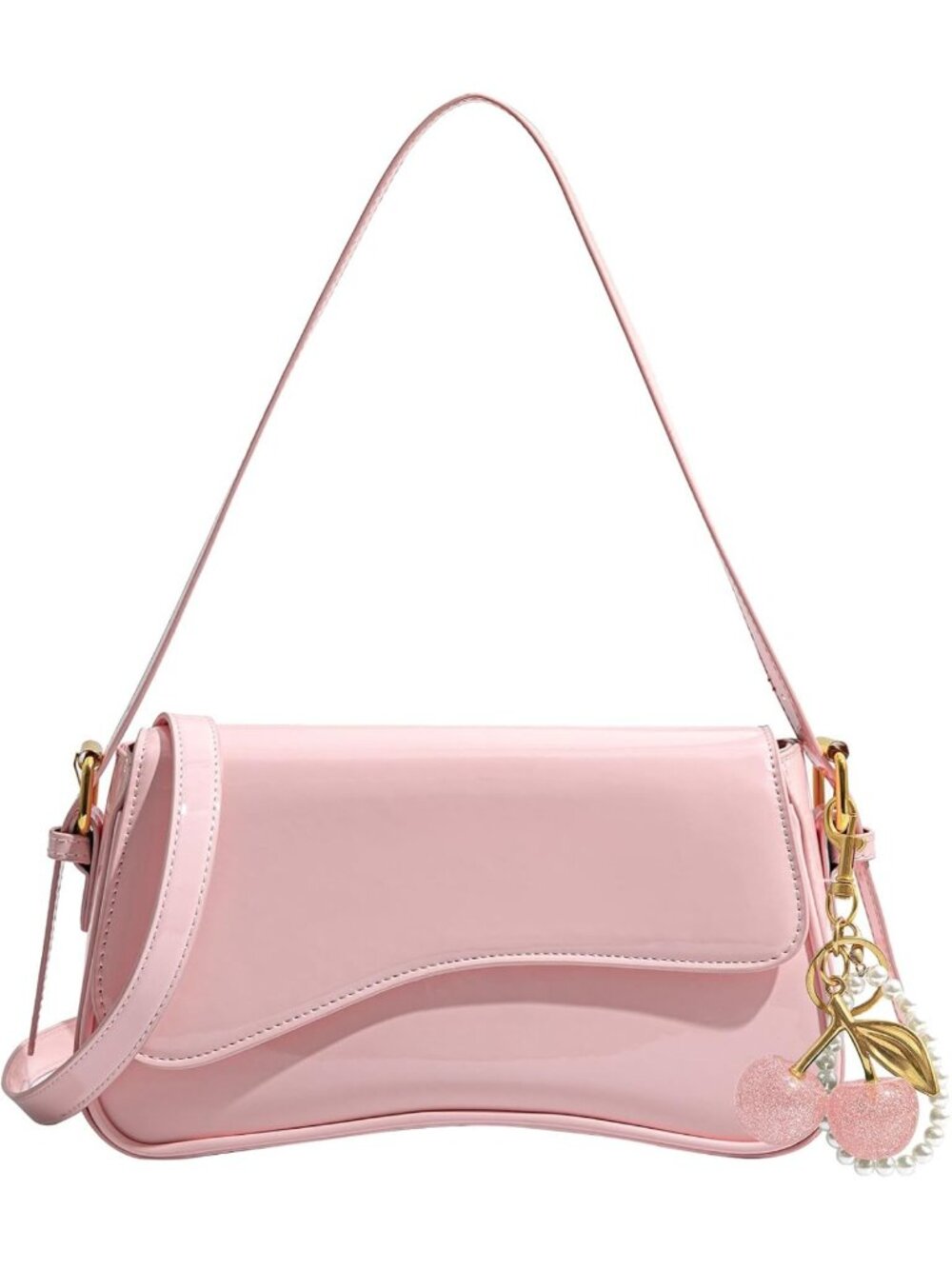Stylish Hobo Bag for Women with Cherry Pendant | Versatile Crossbody Shoulder